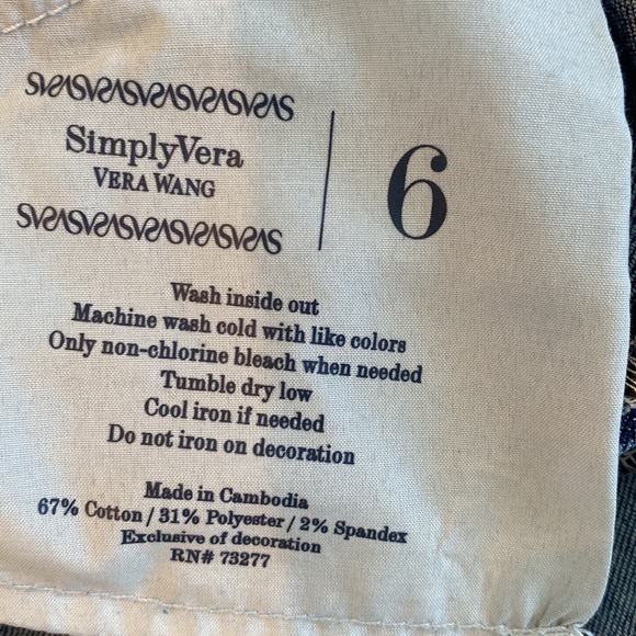 Simply Vera Vera Wang skinny ankle jeans sz 6 - Picture 5 of 7